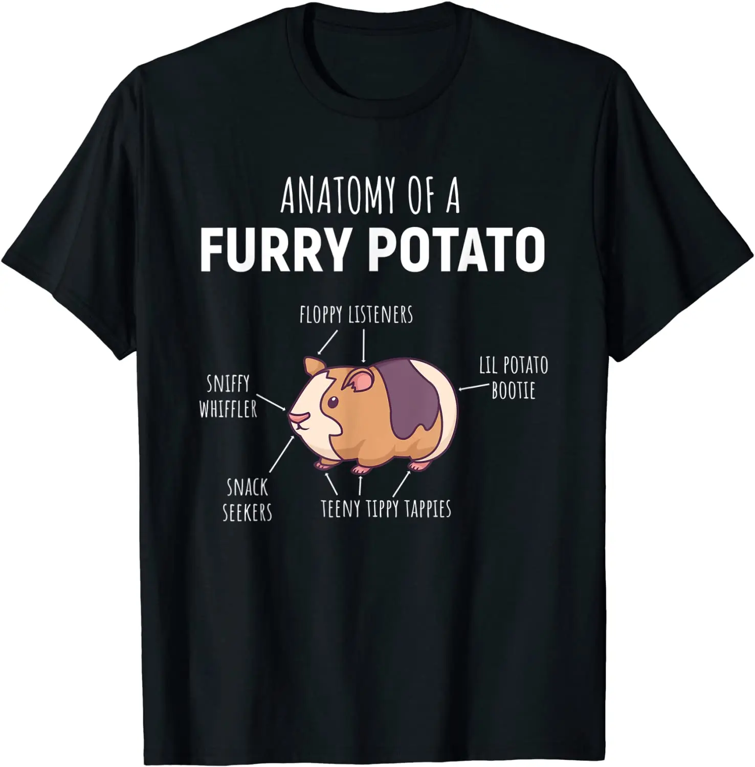 

Anatomy Of A Furry Potato Guinea Pig Lover Gift T-Shirt for Cotton Tee Shirt Round Neck Short Sleeve T Shirts Plus Size Clothes