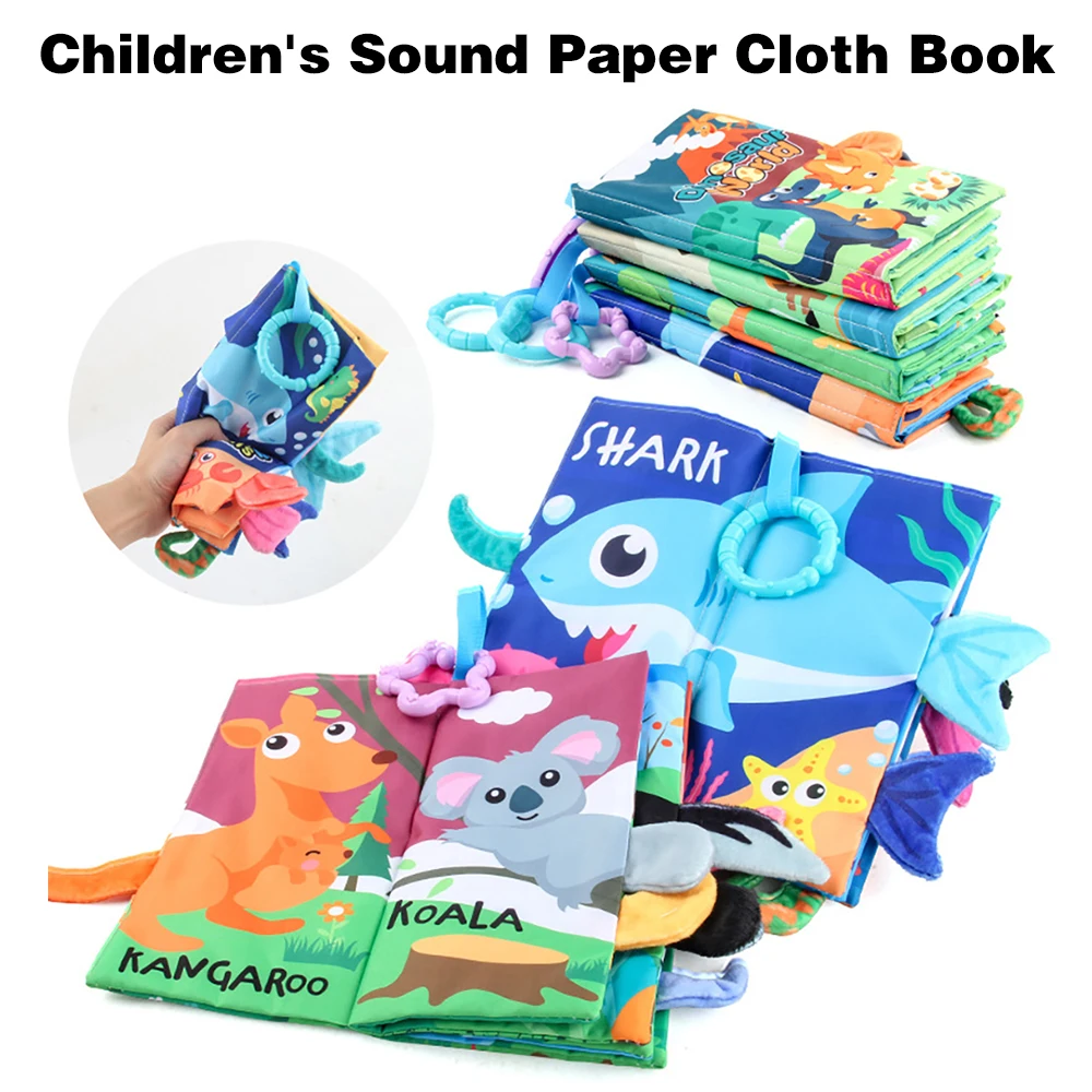 

Children's Puzzle Cloth Book Drag Tail Enlightenment Sound Paper Soft Book Baby Early Education Animal Cognition Waterproof Toys