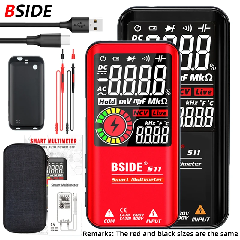 

9999 Digital Multimeter T-RMS 3.5"LCD Color Display DC AC Voltage Capacitance Ohm Diode multimetro NCV Hz Live wire Tester BSIDE