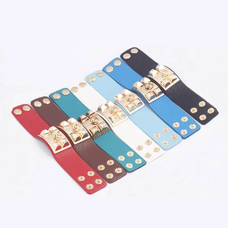 

Настраиваемые кожаные Металлические крупные текстурные браслеты в стиле панк очень широкие классические разноцветные браслеты на выбор