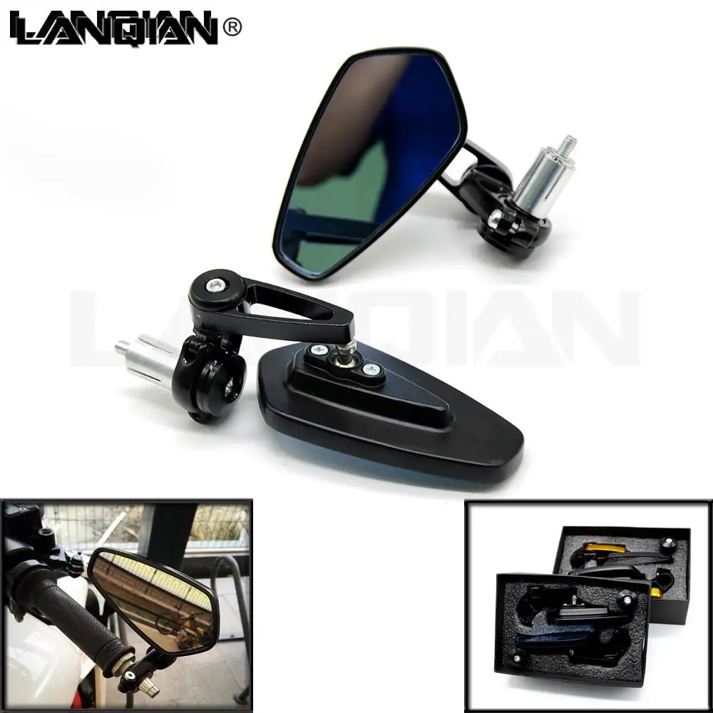

Motorcycle Mirrors Handle Bar End Side Rearview Mirrors Blue Glass Cafe Racer For SUZUKI KATANAB-KING DL1000/V DL650/V-STROM