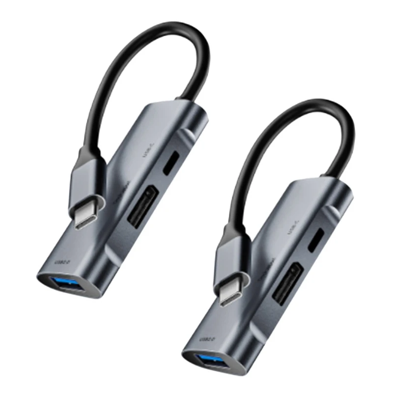 

2X USB C HUB Type-C Docking Station 3 In 1 4K@60Hz Displayport PD 60W USB 2.0