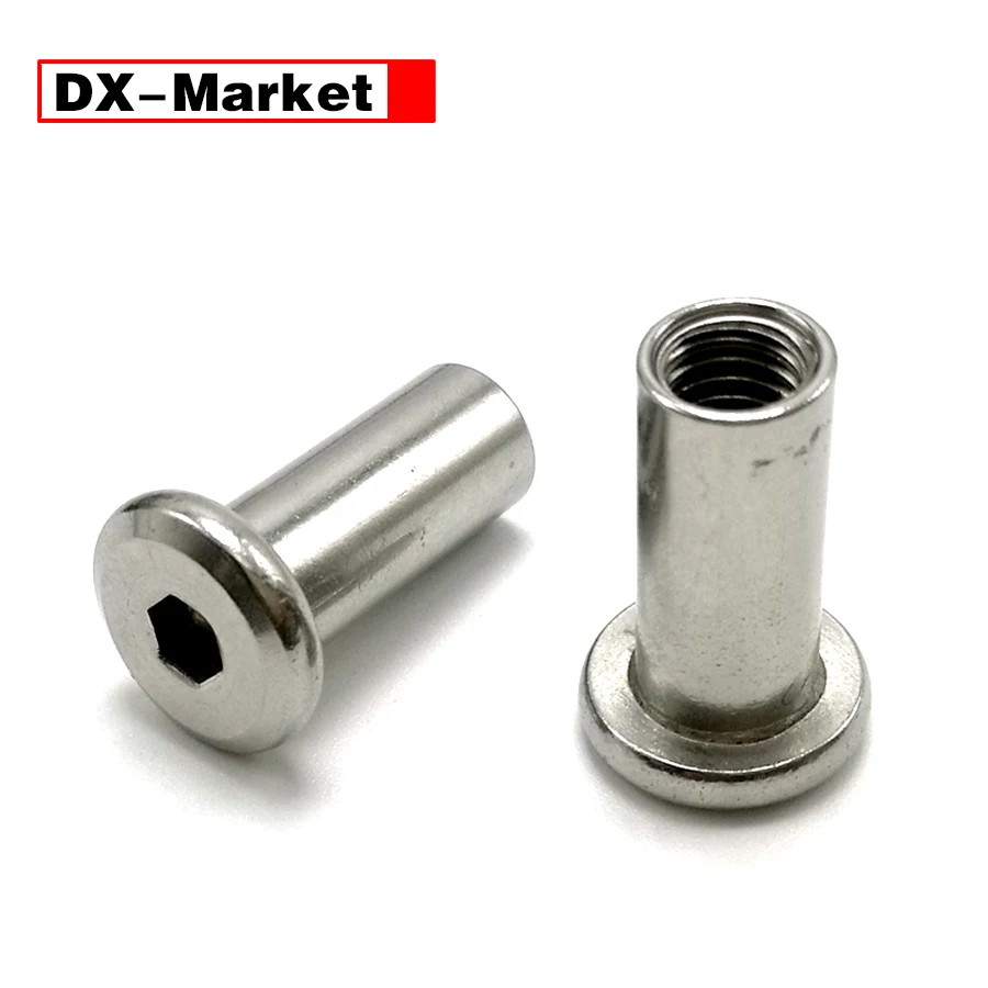 M3 M4 M5 M6 M8 M10 Hex Socket Nuts 304 Stainless Steel Furniture Screw Female End Flat Head Rivet Nut B020 | Обустройство дома