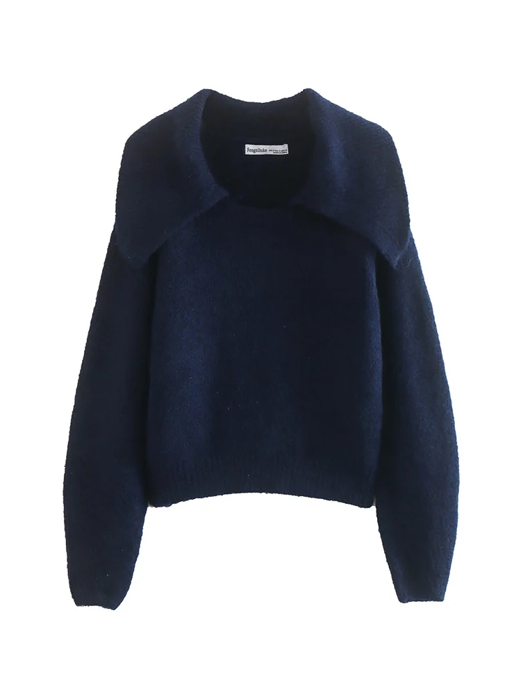 

Свитера 2022 женская одежда поло воротник вязаный пуловер свитер повседневный джемпер женщина с длинным рукавом негабаритные пуловеры свитер