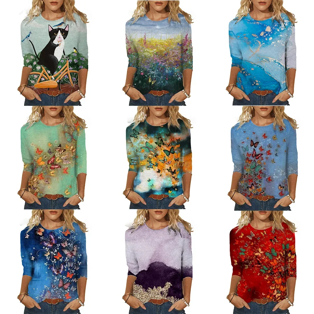 Женский трикотажный топ с принтом сезон весна-лето Amazon Ebay