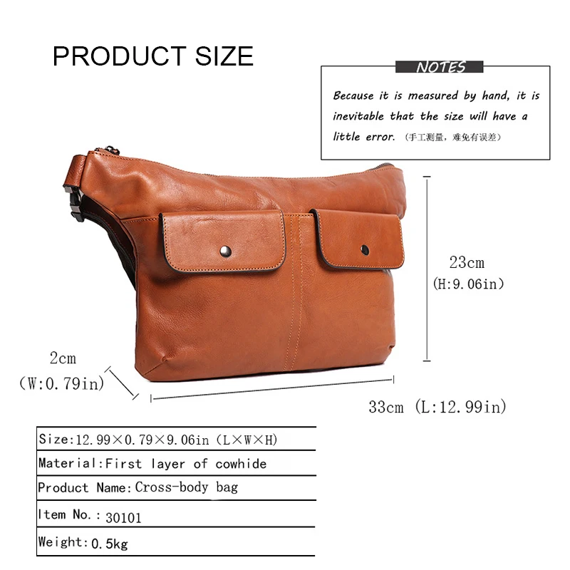 Vintage Men Leather Large capacity Crossbody Casual shoulder bag messenger bag  30101