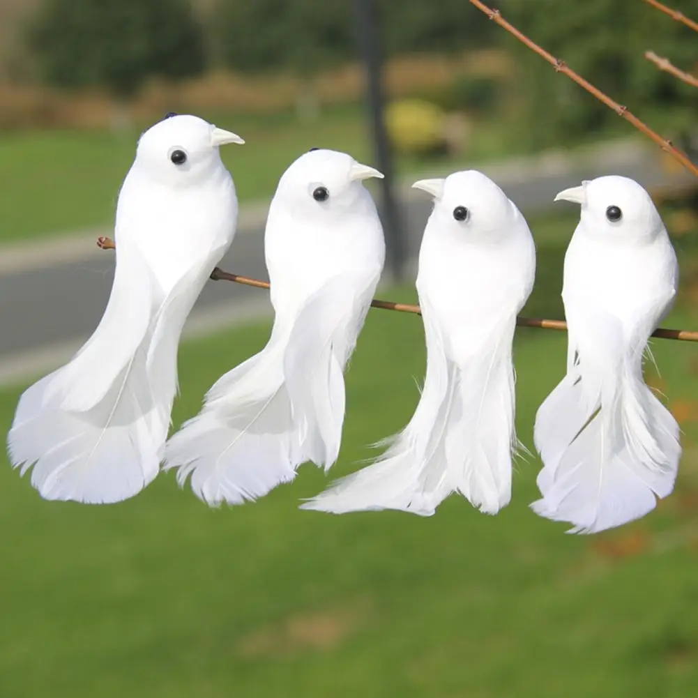 

Interesting Fake Dove Fine Workmanship False Dove 3D Eyes Wedding Party Decor Fake Animal Bird Scene Layout