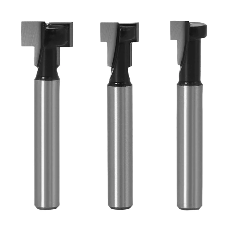 

3 Pcs 1/4 Inch Shank T-Slot Cutter Router Bits Keyhole Router Bit Set For Wood Hex Bolt T-Track Slotting Milling Cutters