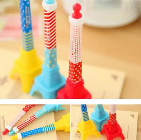 

Holiday sale Eiffel Tower Stereo Tower Ballpoint Pen Kawaii Stationery Colorful School Supplies Kids Gift Ball Point Pens