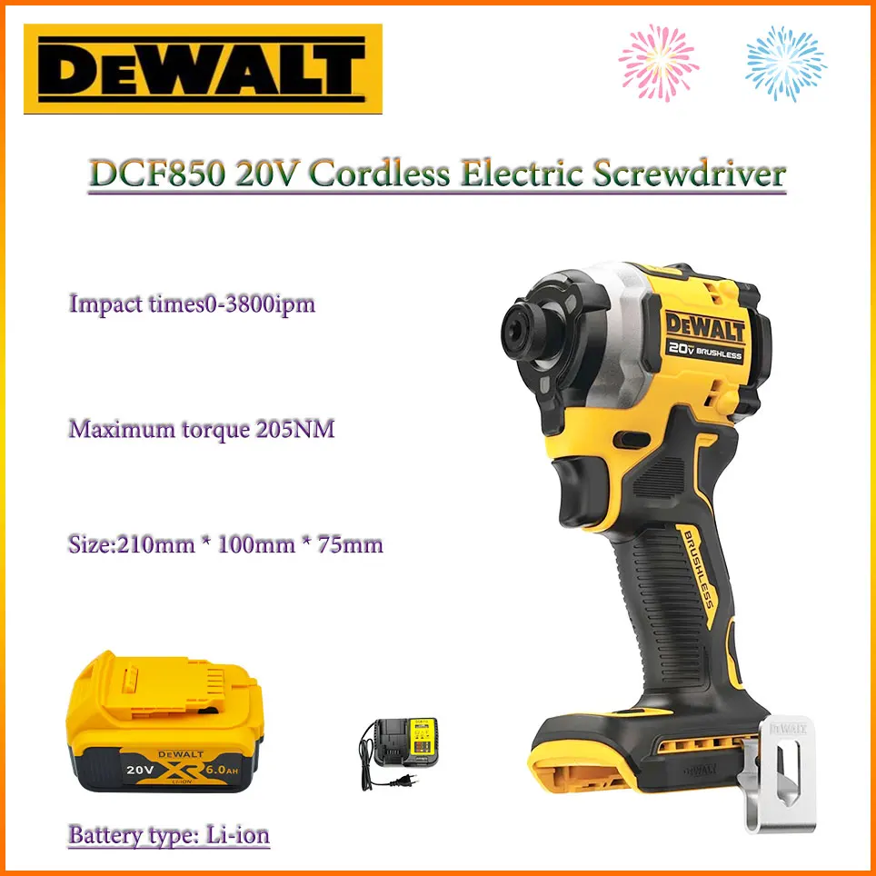 

DEWALT DCF850 18V/20V Cordless Electric Screwdriver 205NM Brushless Motor Dewalt Electric Impact Wrench Rechargable Drill Driver