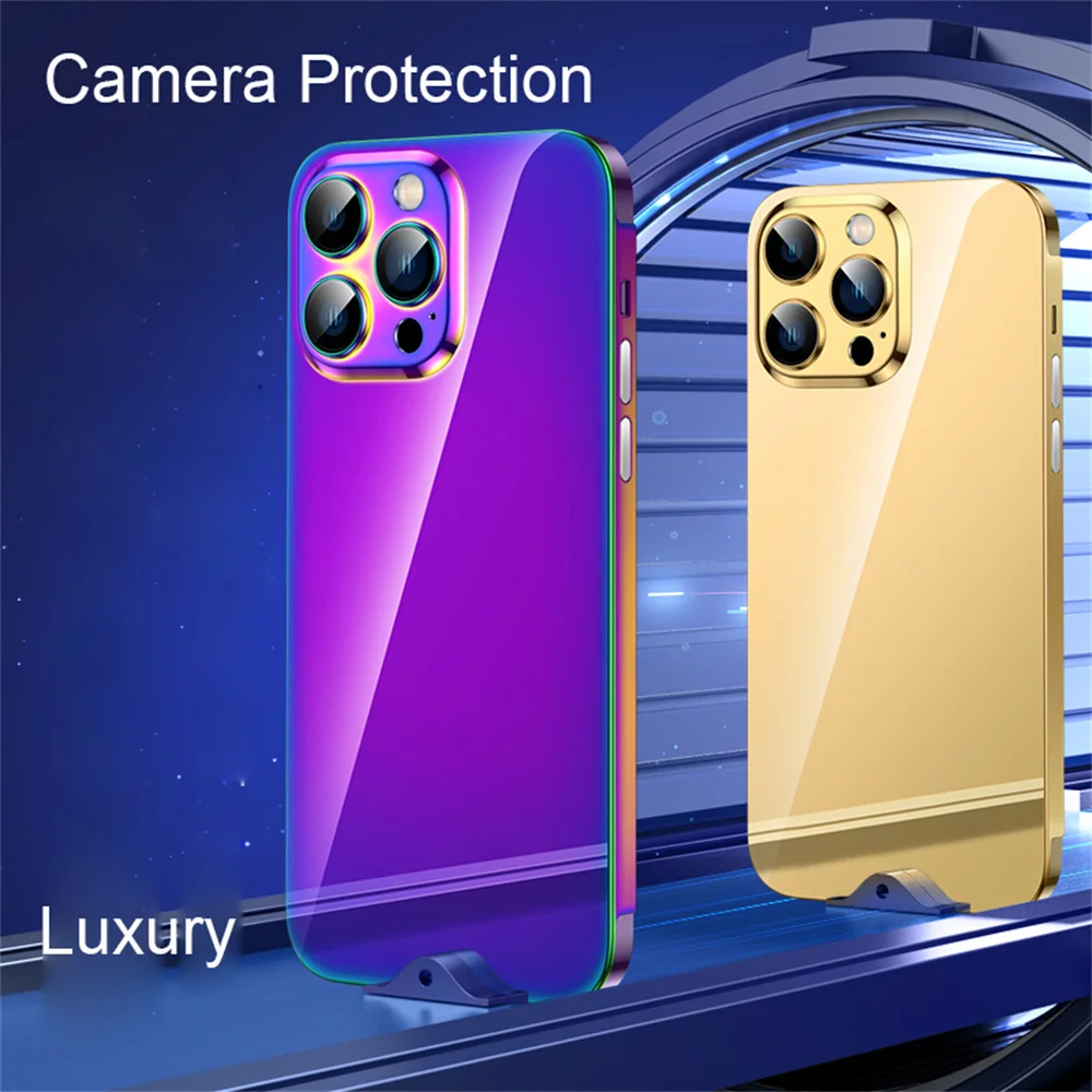 

Luxury Stainless Metal Armor Phone Case For iPhone 14 Plus 13 Pro 14 Pro Max Case Shockproof Camera Lens Protection Cover Funda