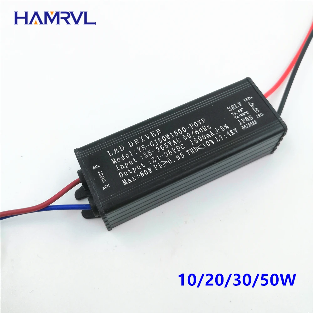 

LED Driver 10W 20W 30W 50W Adapter Transformer AC100V-265V to DC 24-38V High Quality Switch Power Supply IP65 For Floodlight