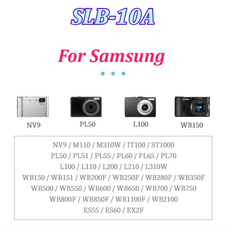 Фото Аккумулятор для камеры SLB‑10A 3.7V 1050mAh для Samsung SL102 SL202 SL420 SL620 SL820 HZ10W HZ15W ES55 ES60 L100 L110 L200 L210 L310W №2