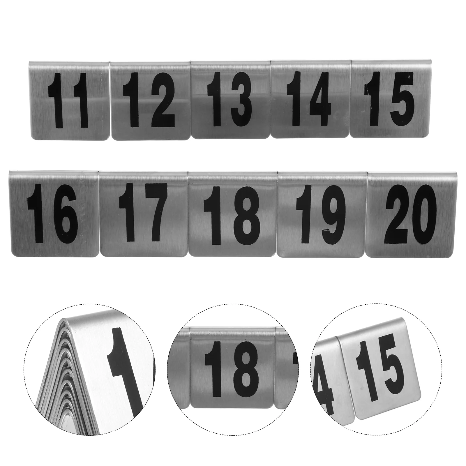 

Table Numbers Sign Stainless Steel Restaurant Stackable Table Numbers Metal Tent for Restaurants Cafes Bars 10 ( Numbered 11
