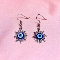 gothic fashion glass evil eye earrings evil eye jewelry pretty cute spiritual evil eye silver sun earrings