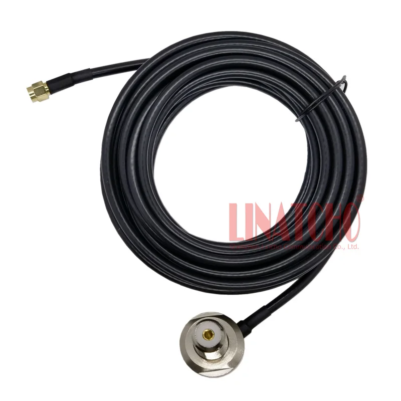 5 Meters RG58U Coaxial SMA Male and Right Aangle SO239 Connector for Walkie Talkie Radio Antenna Cable