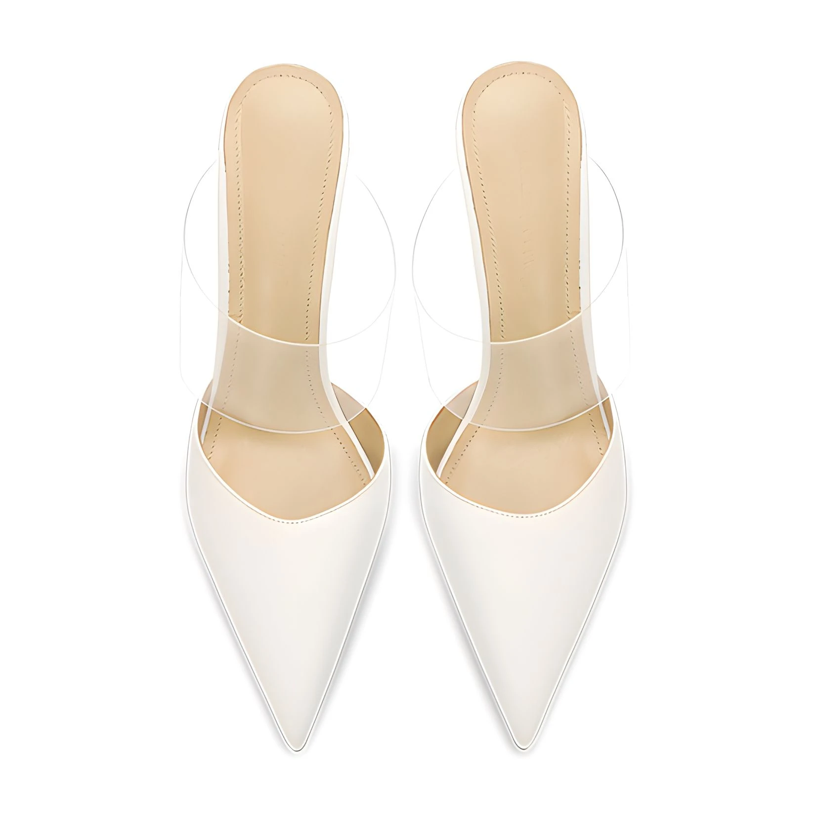 Женские босоножки с открытой спиной прозрачные полутапочки из мягкой кожи одним