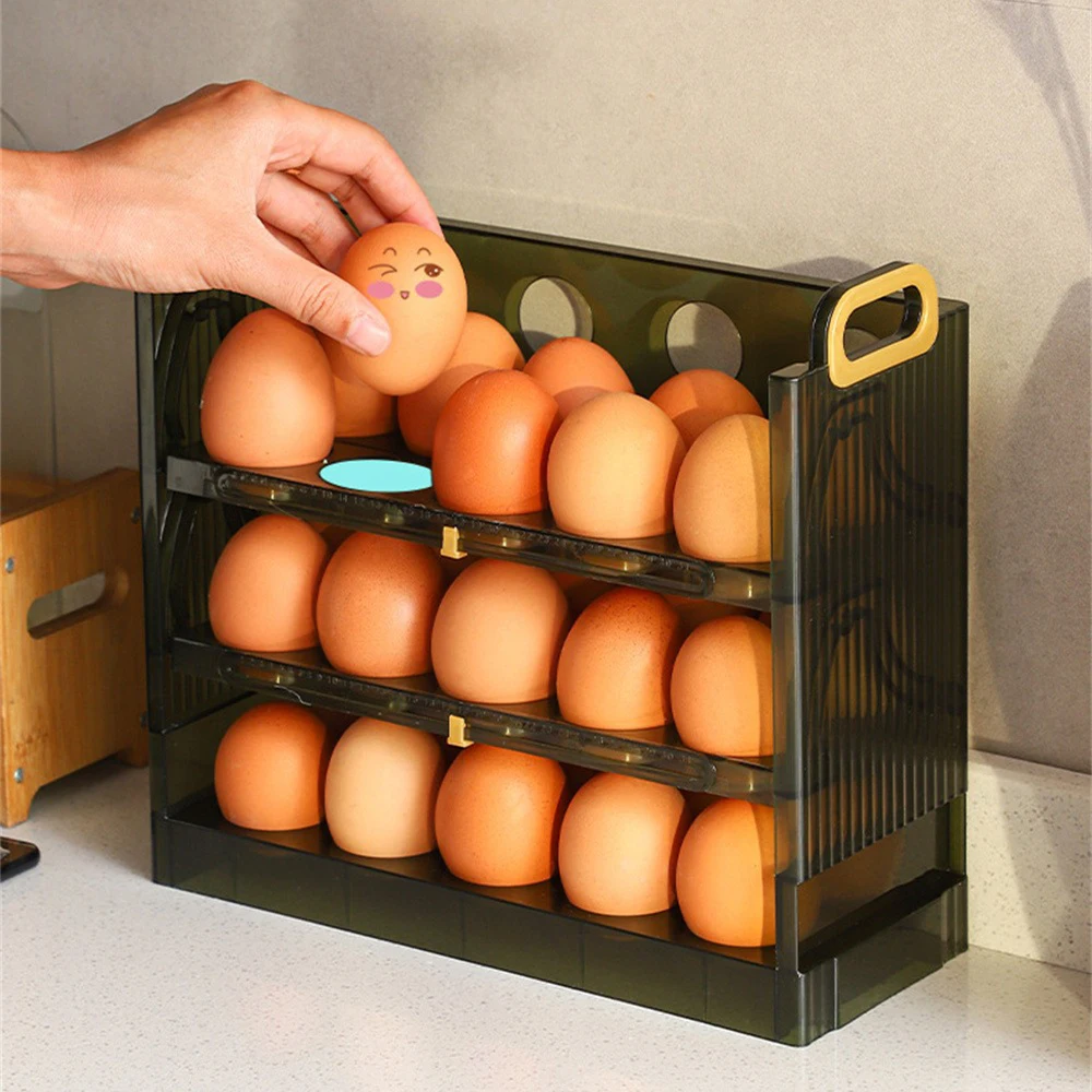 Refrigerator Egg Storage Box Organizer Reversible Three Layers of 30 Egg Home Kitchen Plastic Egg Tray Multi-layer Egg Racks