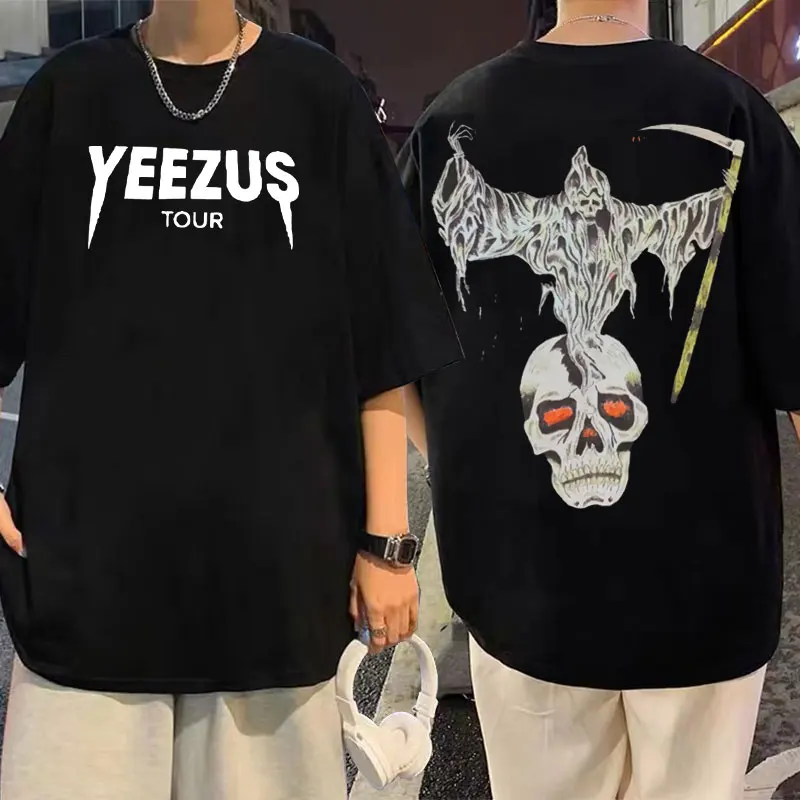 

God Wants You Kanye West Tour Reaper Skull Hip Hop Music Black Tshirt Men Women Fashion Plus Size Tees Summer Men's T-shirt Tops