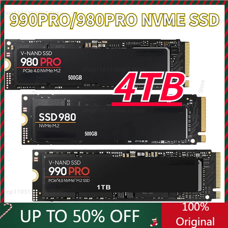 

100% Original Brand M2 2280 SSD 980/990 PRO Internal Solid State Drive 4TB/2TB/1TB PCIe Gen4.0X4 NVMe 2.0 for Desktop/Laptop/ps5
