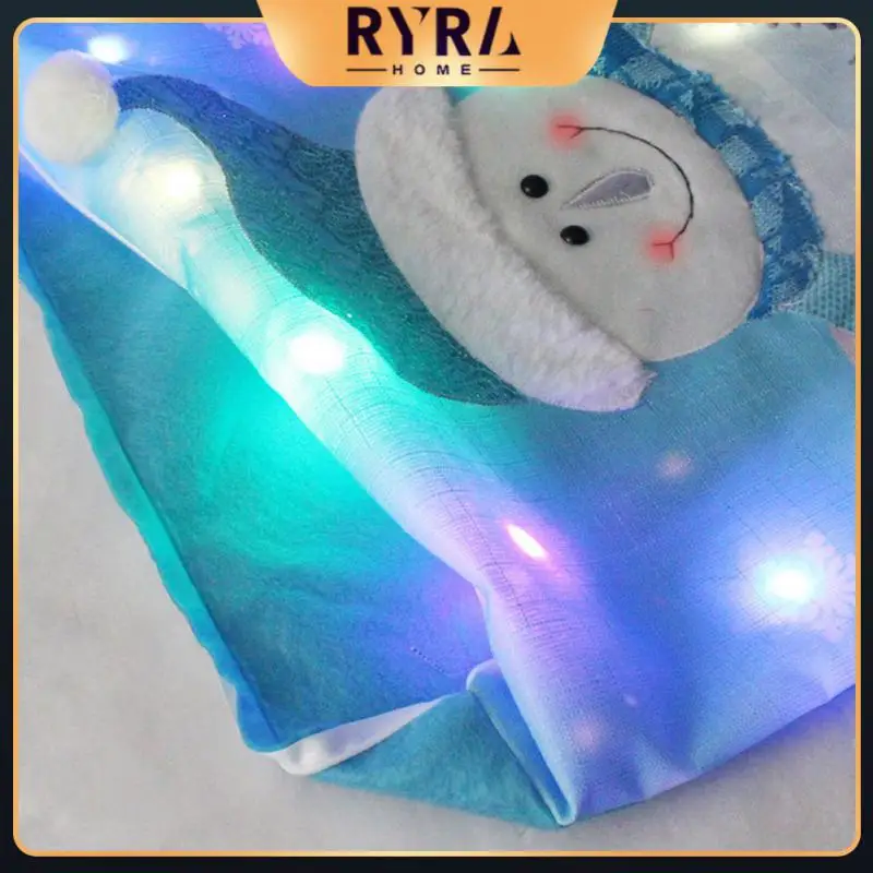 

Рождественская искусственная Рождественская наволочка с Санта-Клаусом, светящаяся настольная декоративная подушка для стула, предметы до...