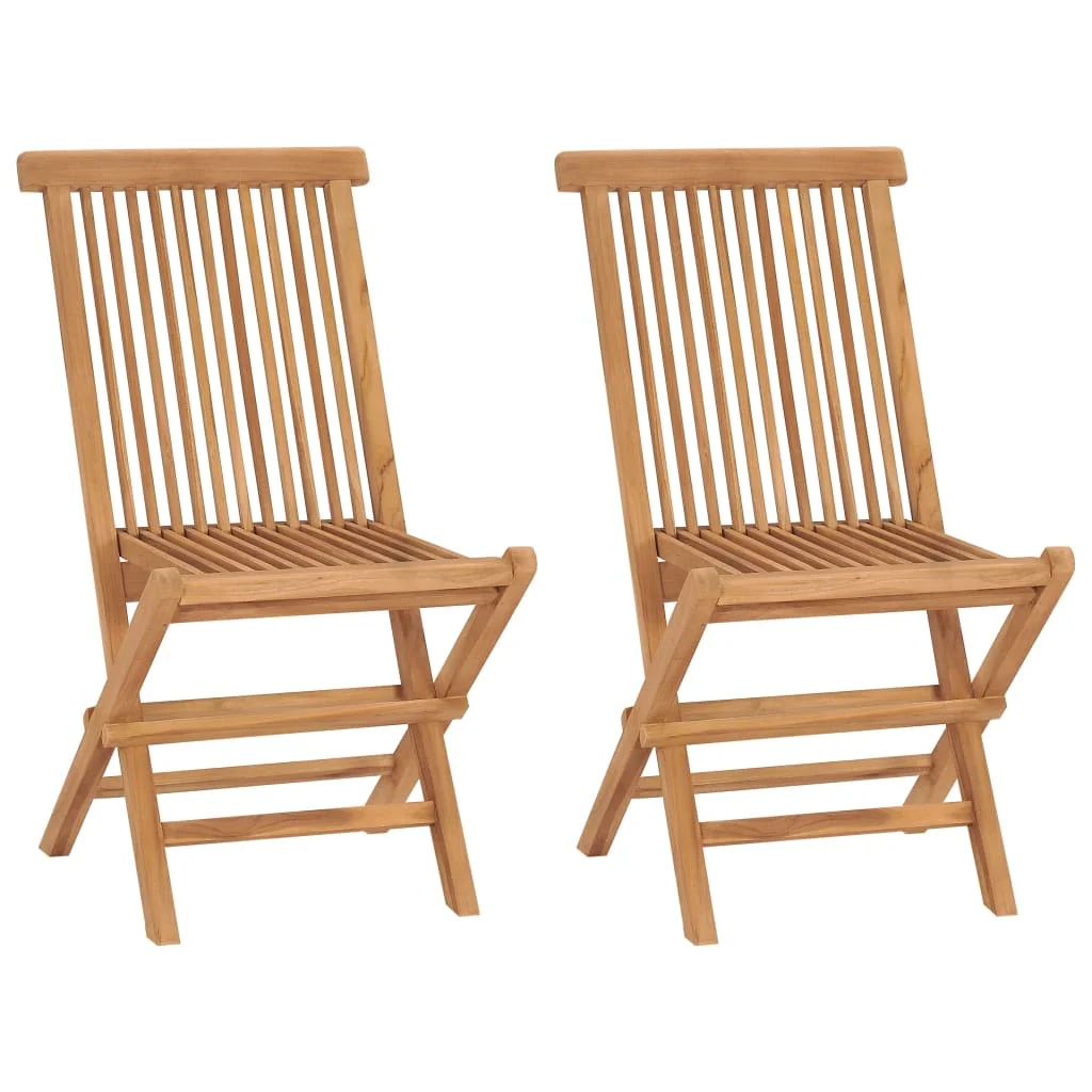 

Folding Garden Chair of 2, Solid Teak Wood Outdoor Seat Chair, Patio Furniture 46 x 62 x 90 cm
