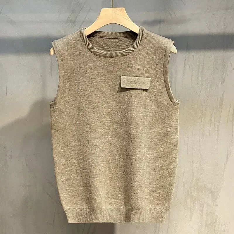 Мужская одежда жилет без рукавов вязаный свитер в стиле пэчворк мужской