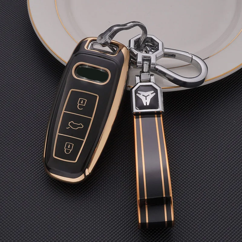 

For Audi A3 A6L A6 A7 A8 Q7 Q8 Keychain Shell Bags 2020 2021 2022 Protector Auto Accessories TPU Car Key Cover Case