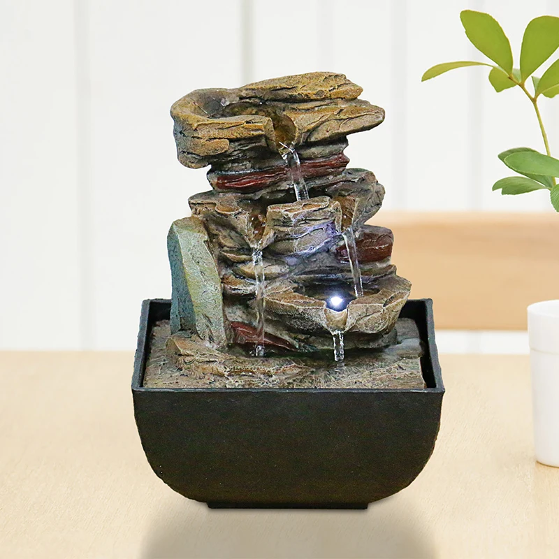 Настольный фонтан со светодиодной подсветкой - 3-ступенчатый водопад в стиле