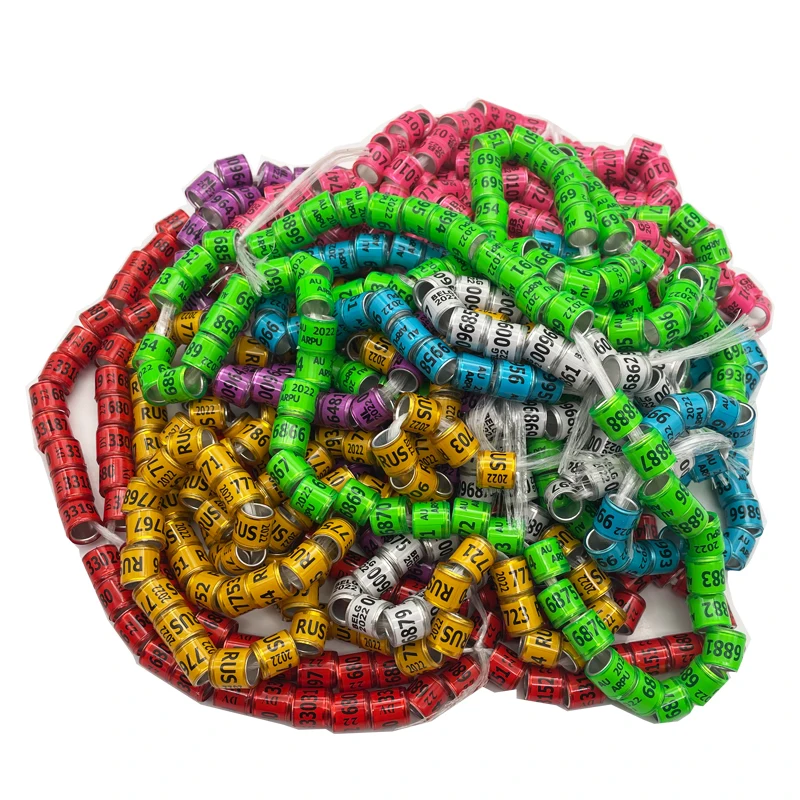 

100 шт., 2022, алюминиевые пластиковые кольца для ног голубей с буквами-цифрами