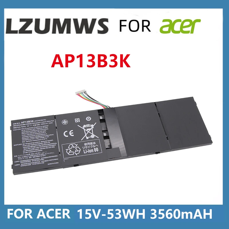

15V 53WH 3560mAH AP13B3K 4 Cells Laptop Battery For ACER Aspire AP13B8K V5-472G V5-473G V5-552G V5-572G V5-573G M5-583P R7-571G