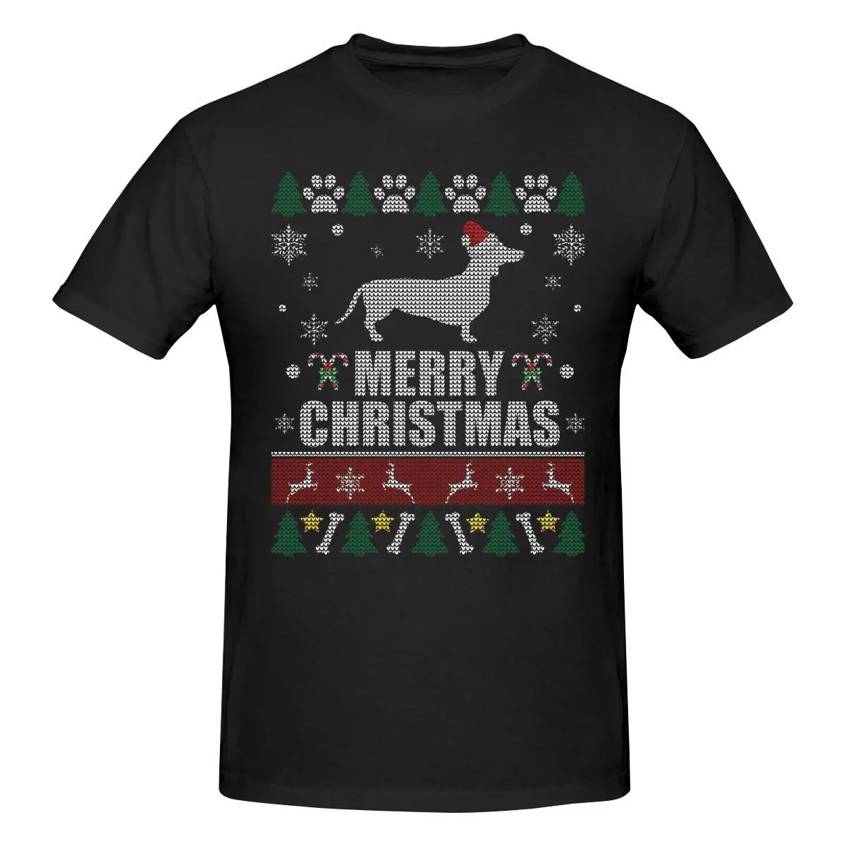 

Christmas Dachshund Lover Cute Animal Sausage Dog T Shirt Cotton Crewneck Custom Short Sleeve Tshirt Men
