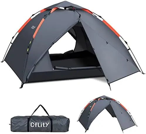 

Tent, 3 Person Instant Pop Up Tent Waterproof Three Layer Automatic Dome Tent, Large Lightweight 4 Seasons Tent, Backpacking Ten