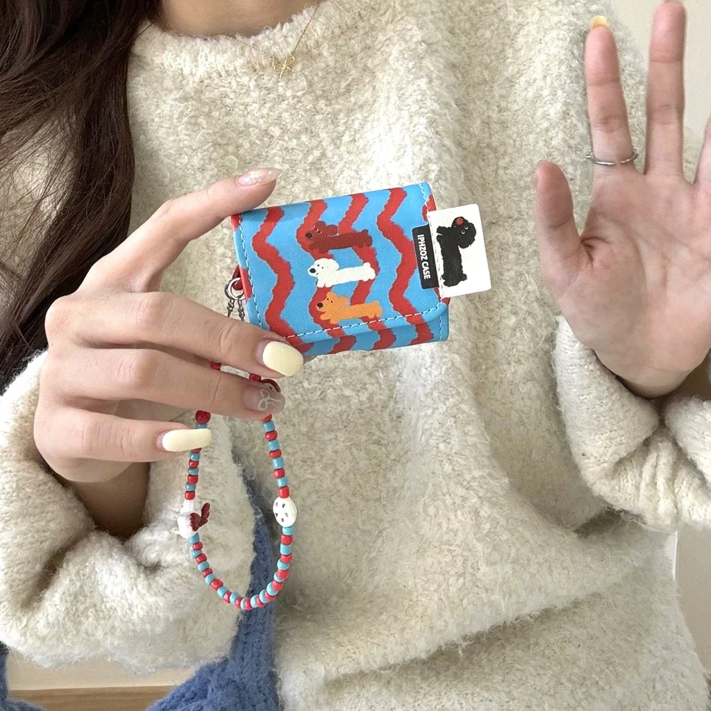 Противоударный защитный чехол для AirPods 1 или 2 3 Pro из мягкой кожи с подвеской в