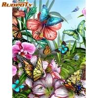 ruopoty frame paint by numbers kits 60x75cm canvas butterfly flower oil picture by number handmade unique gift home artcraft