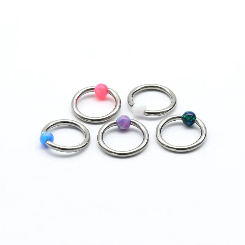 

G23 Titanium Opal Nose Ring 16G Captive Bead Rings Septum Lip Piercing Ear Cartilage Tragus Helix Earrings Fashion Body Jewelry