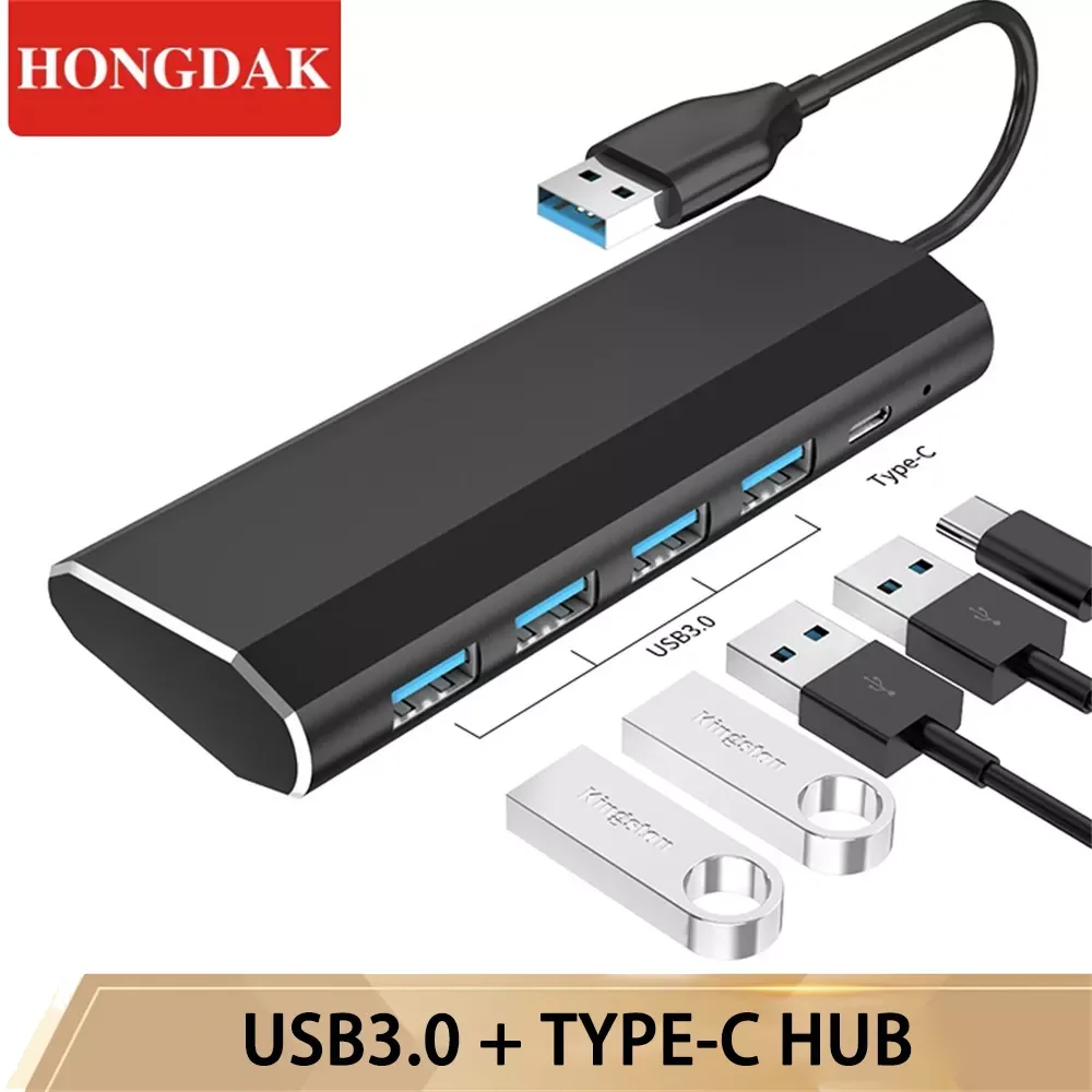 

5 Port USB 3.0 HUB With Type C Power Supply Port For PC Laptop Computer Accessories USB Splitter USB3.0 Adapter