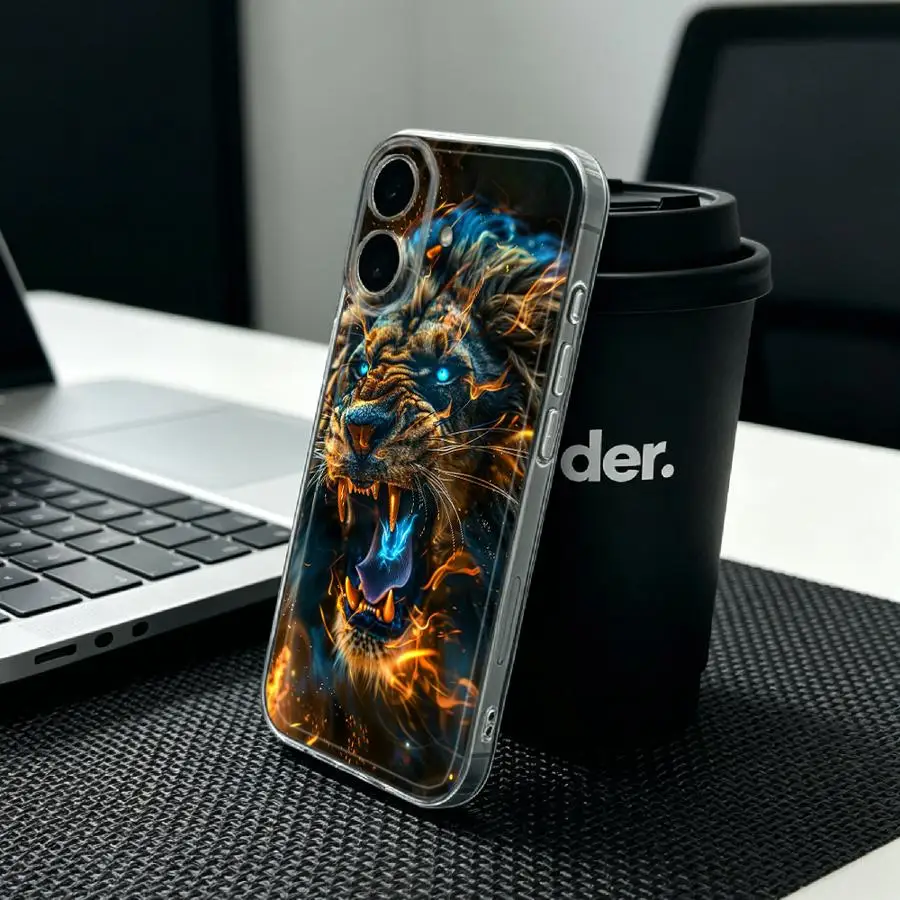 Фото Мягкий чехол для телефона Honor X9b X7b X8 90 Lite X8b X9a X8a с принтом «Огненная голова льва» №3