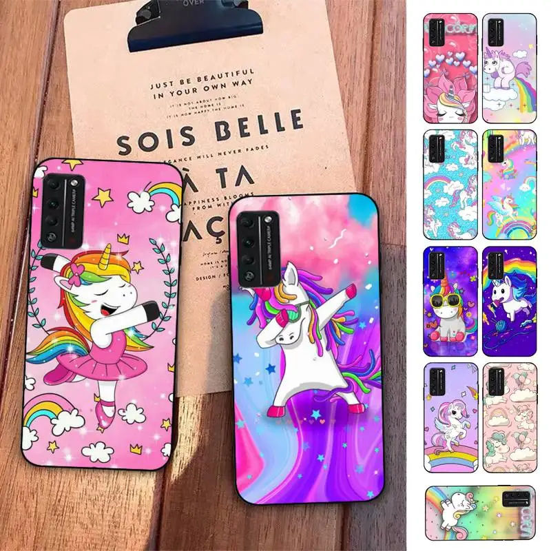 

Pink Unicorn Rainbow Phone Case For Huawei Honor 10 lite 9 20 7A pro 9X pro 30 pro 50 pro 60 pro 70 pro plus