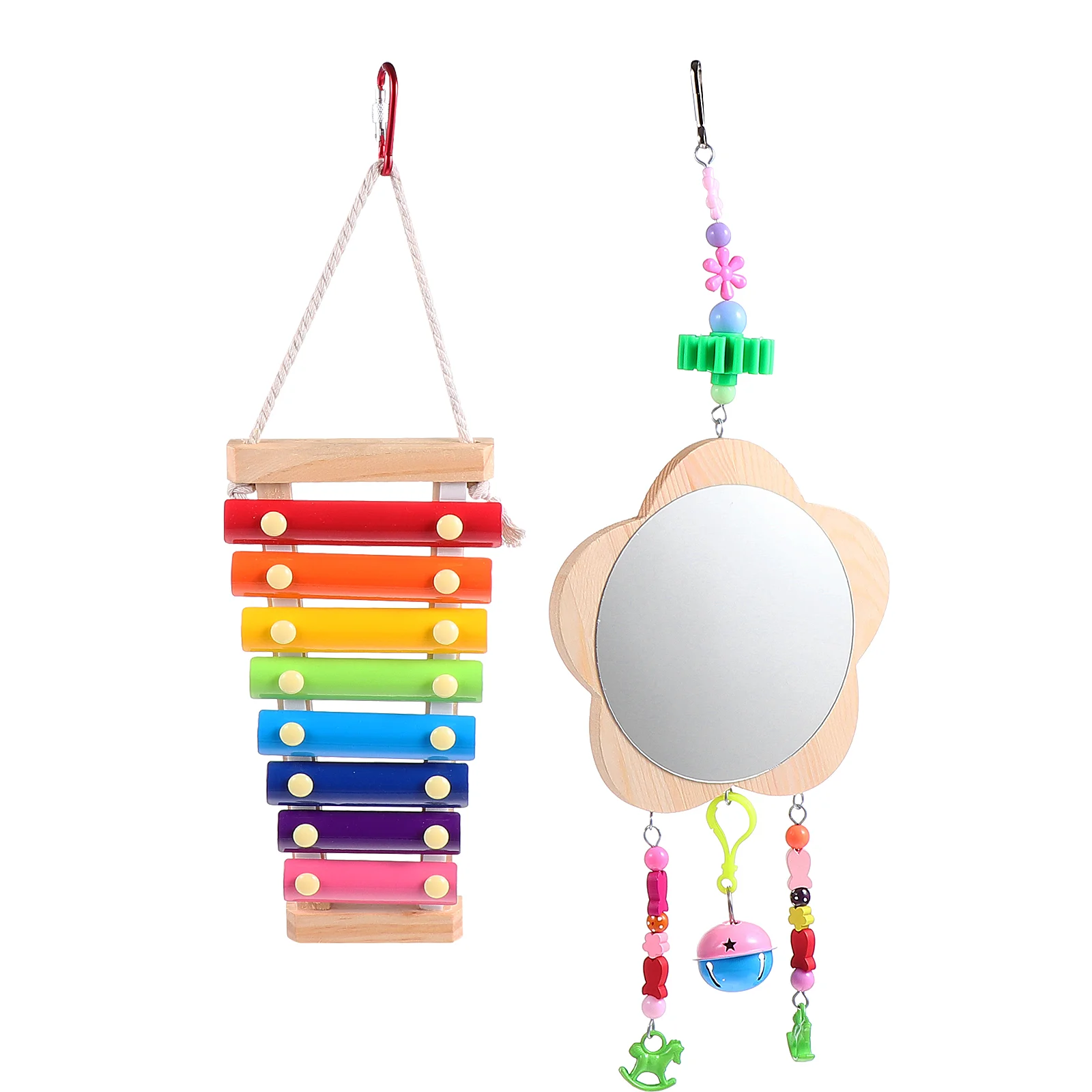 

2pcs/set Wooden Pet Teeth Grinding Plaything Sounding with Mirror