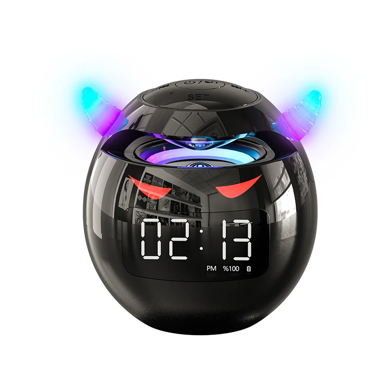

Mini 5.1 Bluetooth Speaker LED Flash Bedside Alarm Clock Subwoofer Music TF Player With HD Mic Hands Free Calling