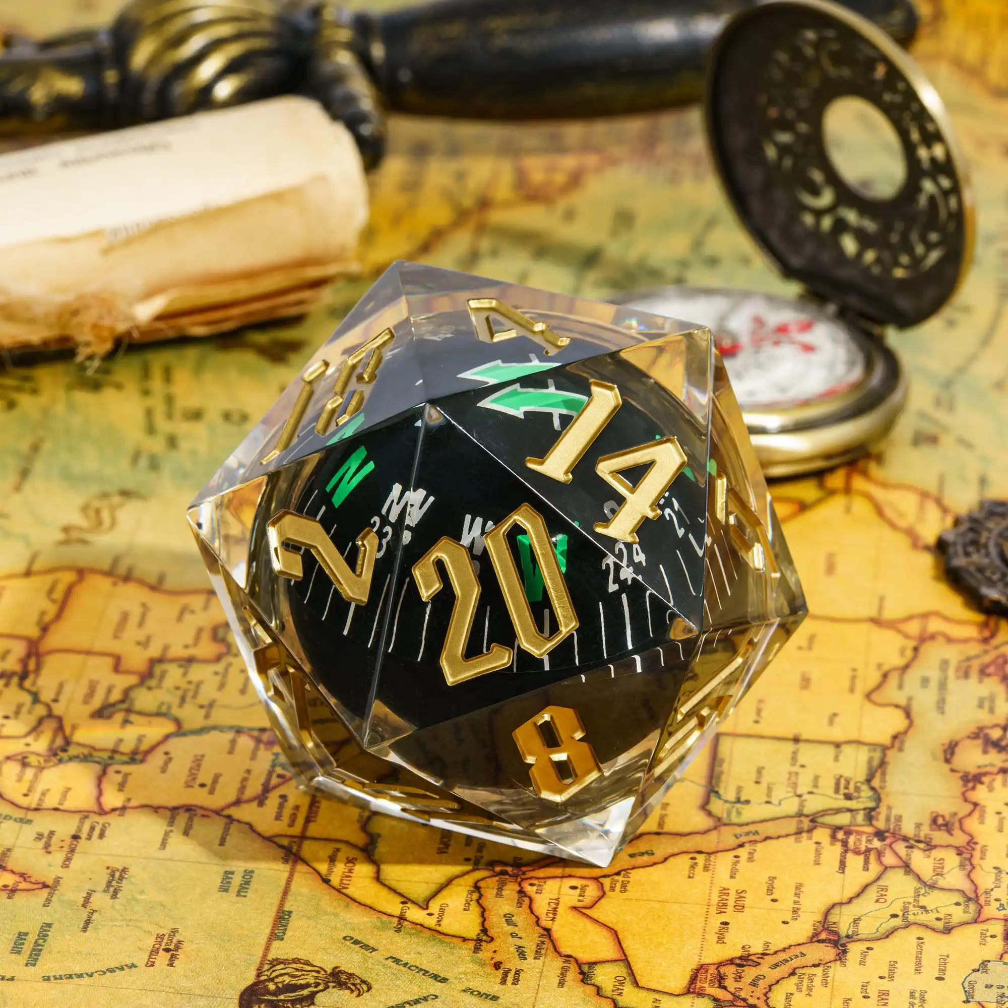 55 мм светящиеся игральные кости D20 с компасом 20 сторон игровые гигантские