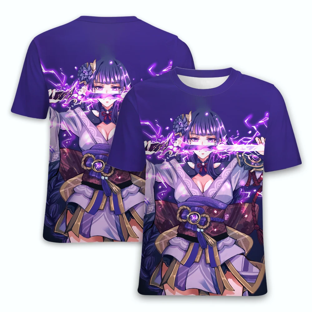 

Genshin Impact T-Shirts Raiden Shogun Anime Game Sexy Girls 3D Print Men Women T Shirt Oversized Tees Tops Harajuku Kids Clothes