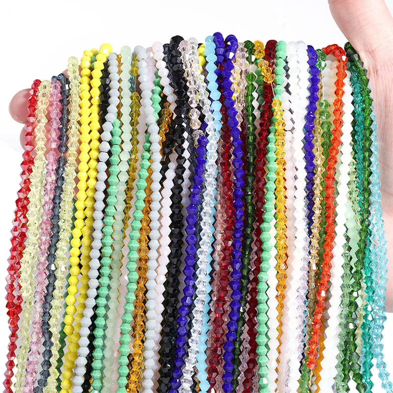 

Apx 95pcs/Strand 4mm Shiny Crystal Beads Bicone Beads Faceted Glass Beads Loose Spacer Beads for Bracelet DIY Jewelry Making