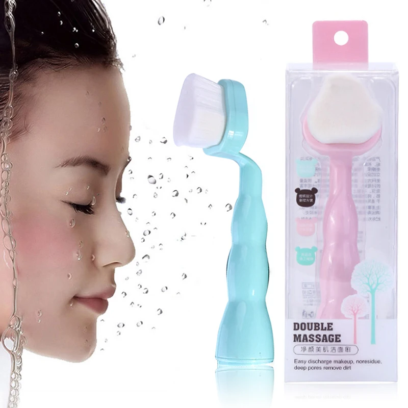 

1PCS Face Brush Beauty Deep Cleansing Facial Brush Hot Sale Random Color Universal Long Handle Groove Soft Mild Hand Wash Clean