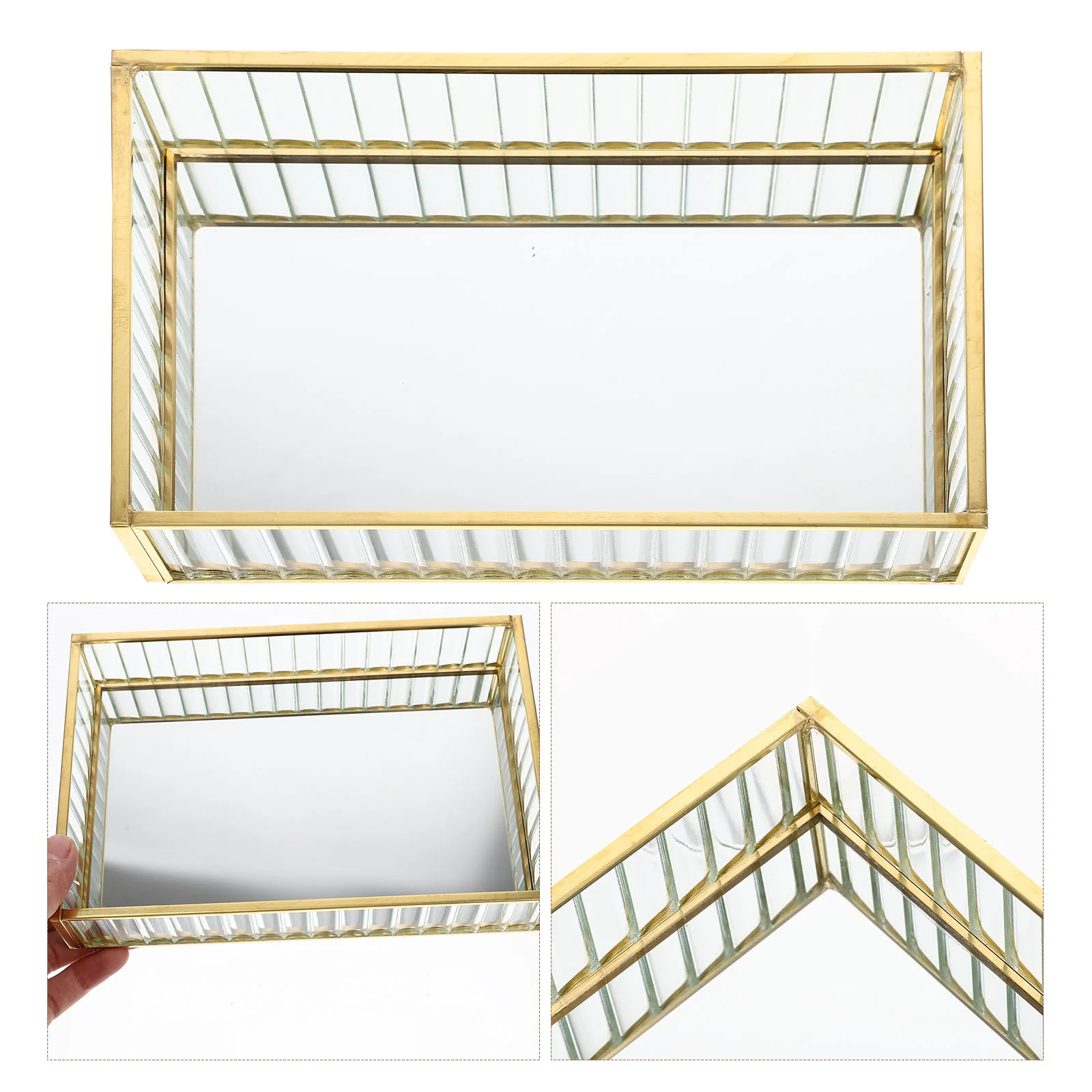 

Plate Alloy Storage Holder Tray Key Earring Decorative Ring Lipstick Dish Trays Square Decor