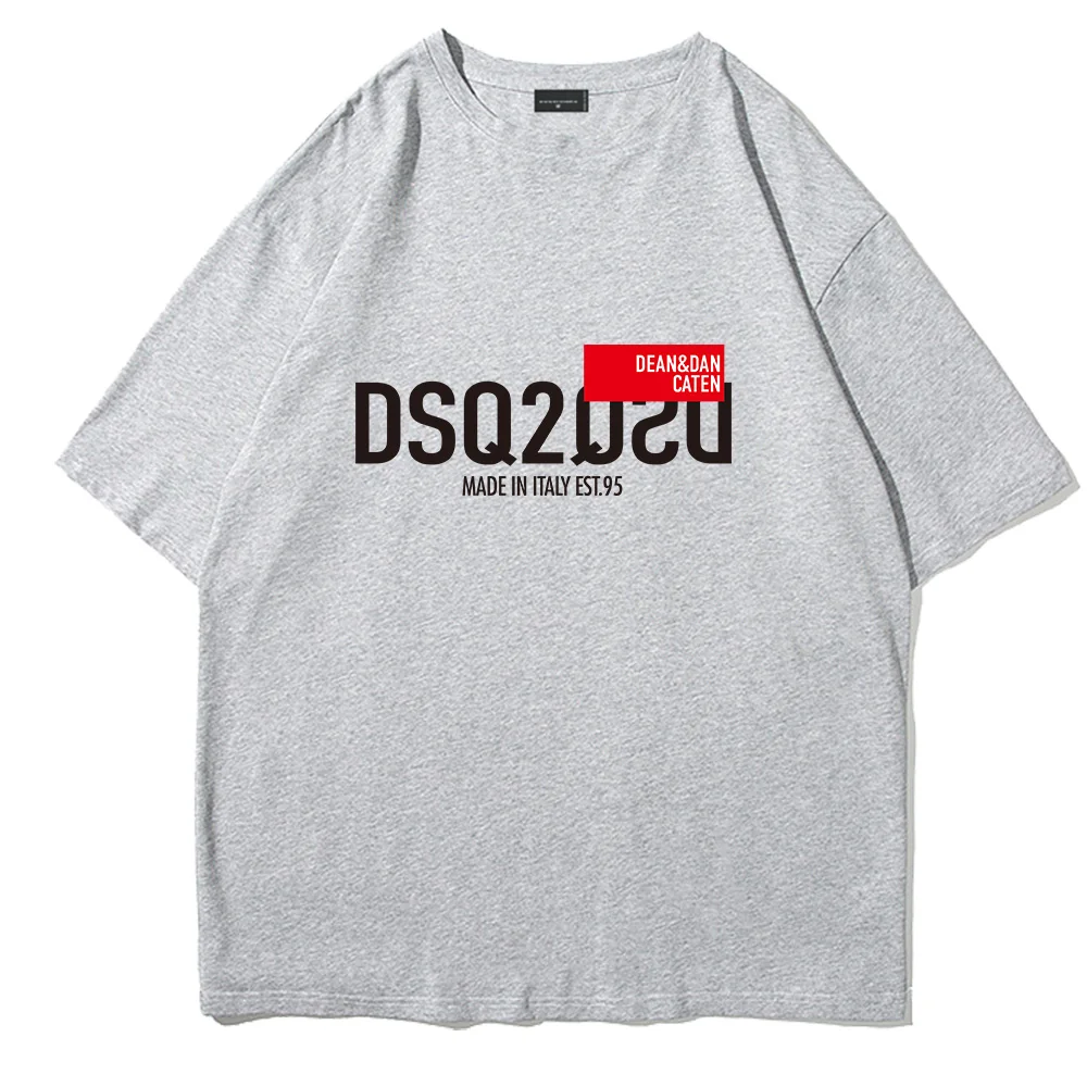 

DSQ2 ICON Casual Fashion Cotton Classic Letter Print Couple Unisex DSQ ICON Street Fashion Crew Neck T-Shirt Boyfriend Gif D794