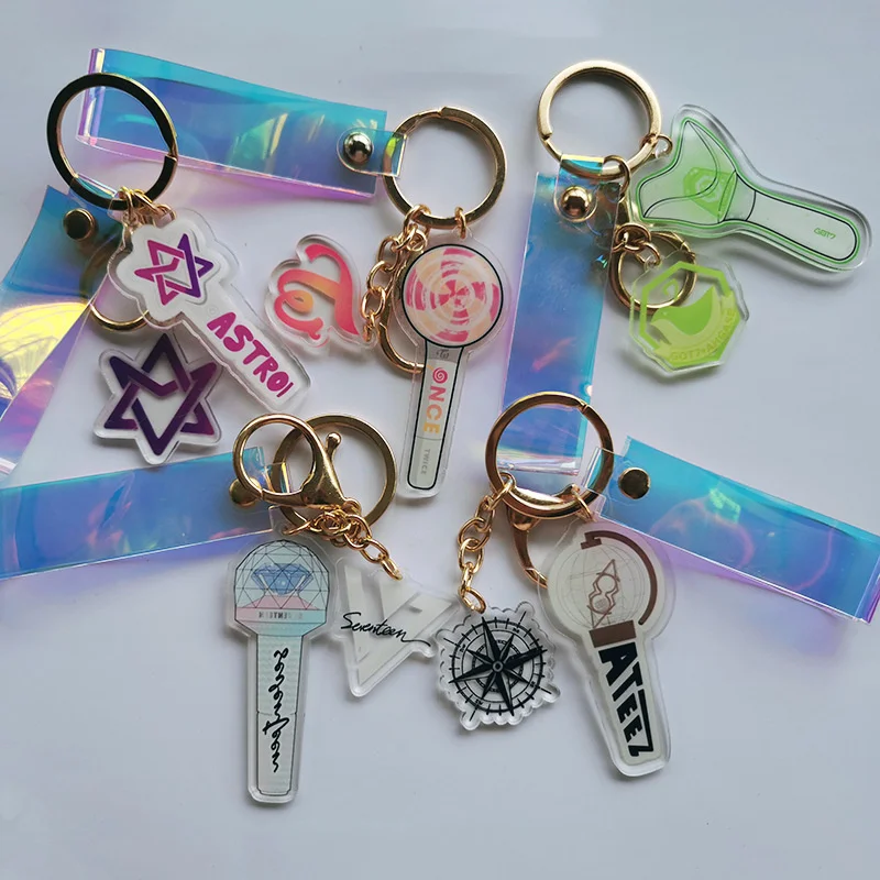 

KPOP Straykids IU GOT7 Aid Light Double Sided Acrylic Laser Keychain Key RingAccessories Pendant New Korea Fashion Gifts K-POP