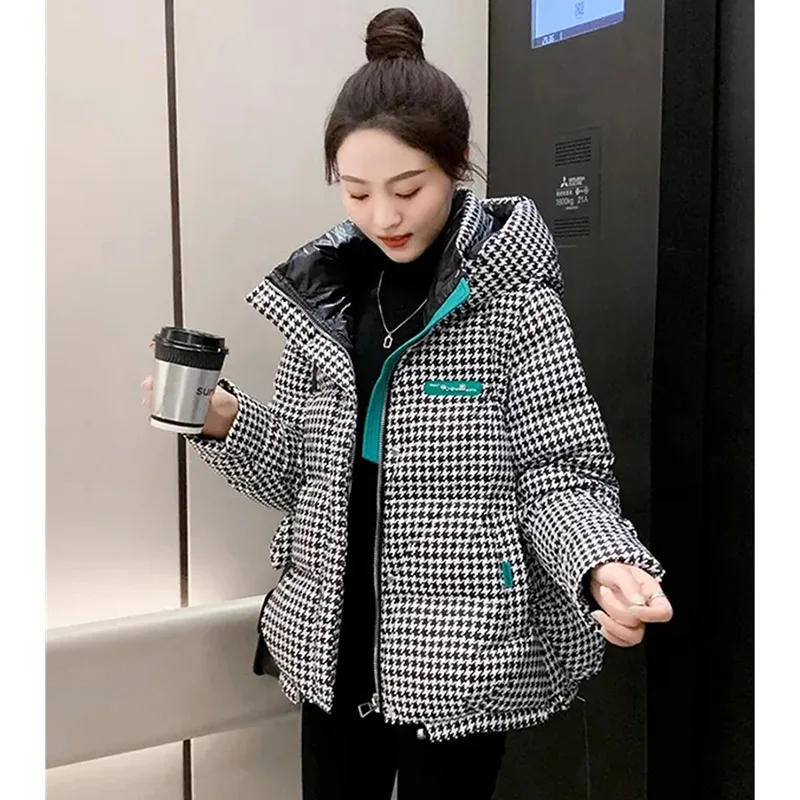 2024 Женские клетчатые парки с хлопковой подкладкой тысяча птиц женское теплое
