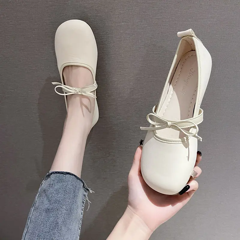 

Мокасины женские с круглым носком, повседневные Элегантные туфли, плоская подошва, с бантом, Мокасины с закрытым носком, осень 2023